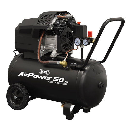 Sealey Air Compressor 50L V-Twin Oil Free Direct Drive 3hp SAC5002