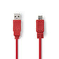 Nedis USB 2.0 Cable A Male to Micro B Male 1m Red CCGP60410RD10