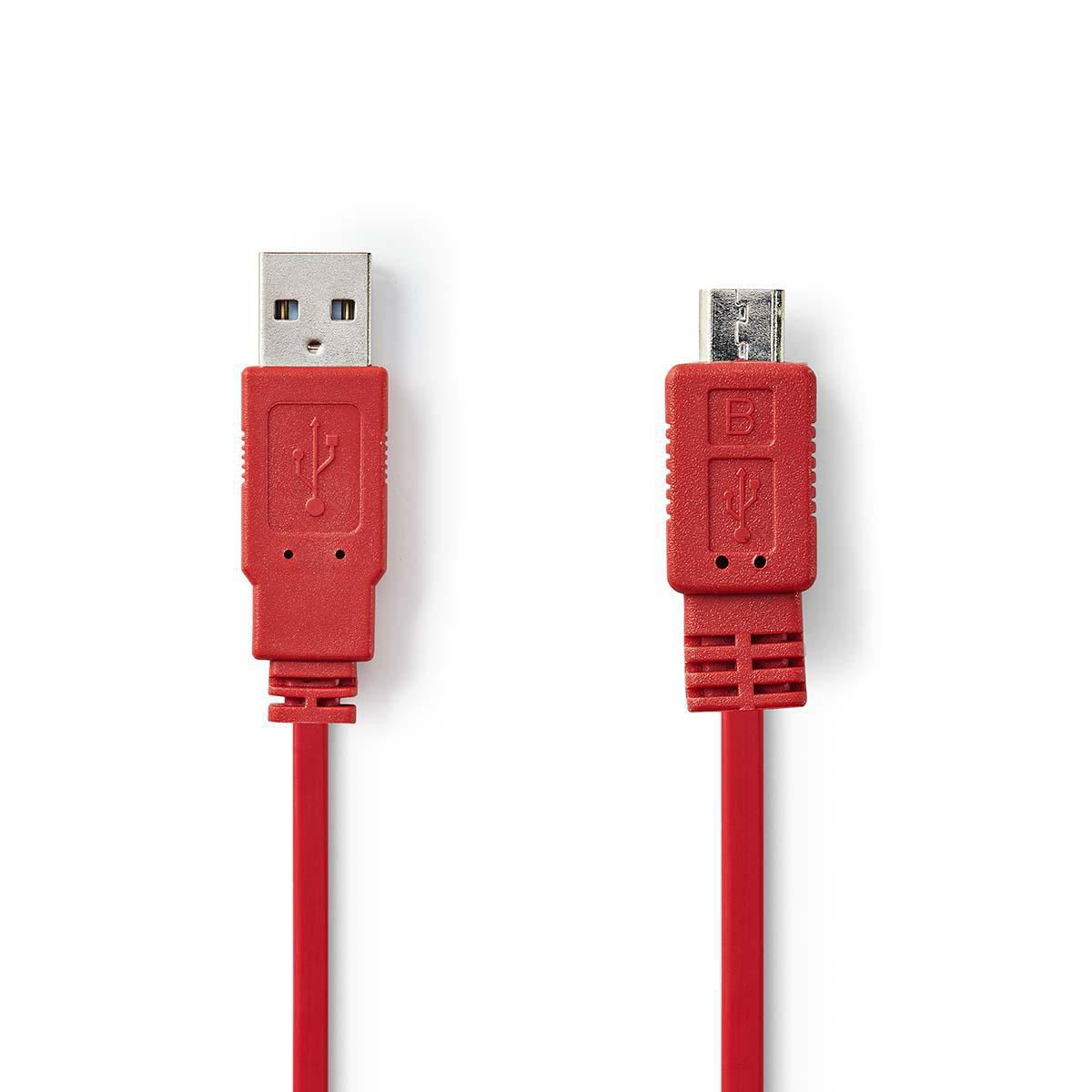 Nedis USB 2.0 Cable A Male to Micro B Male 1m Red CCGP60410RD10