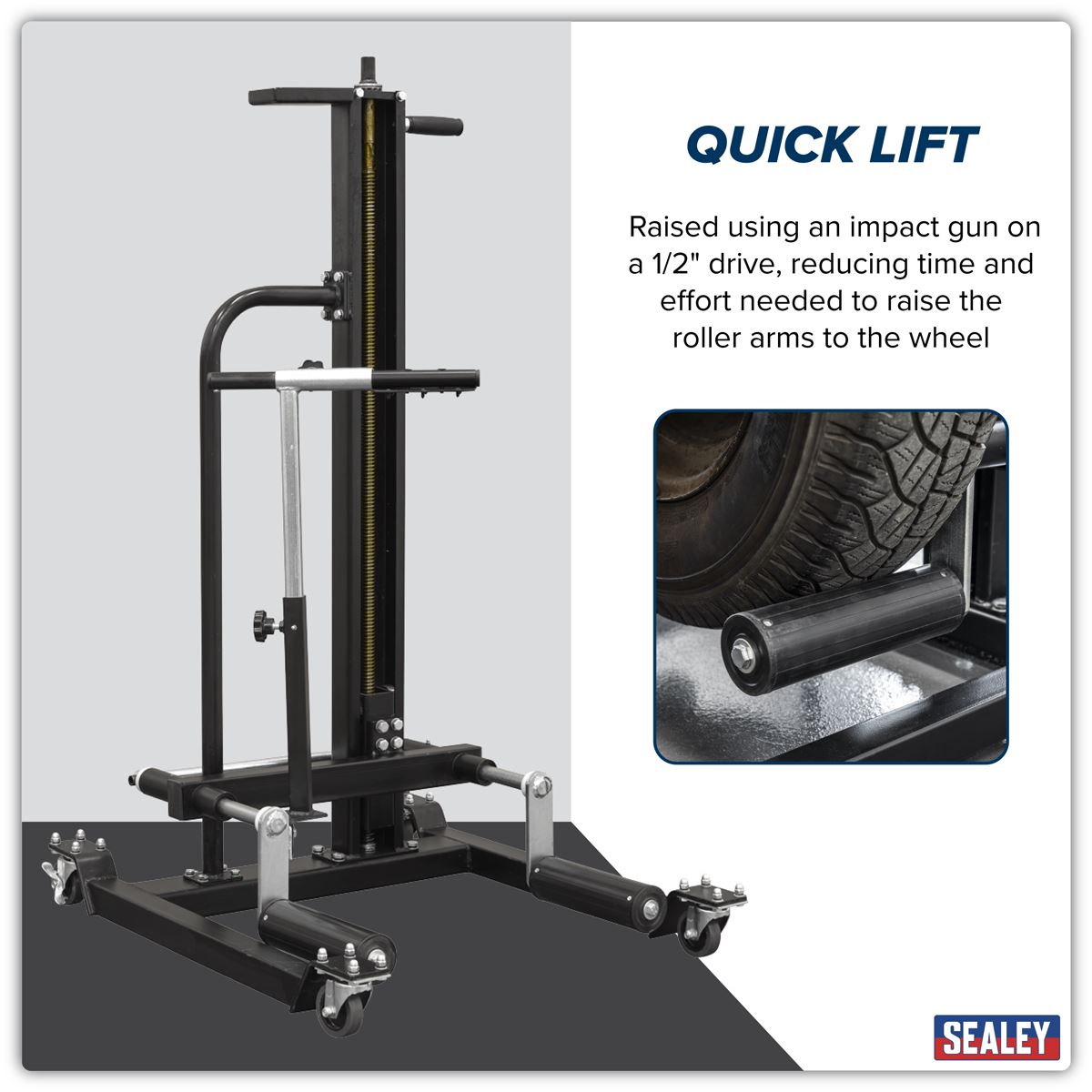 Viking Quick Lift Wheel Removal/Lifter Trolley 50kg Capacity WD50QLS