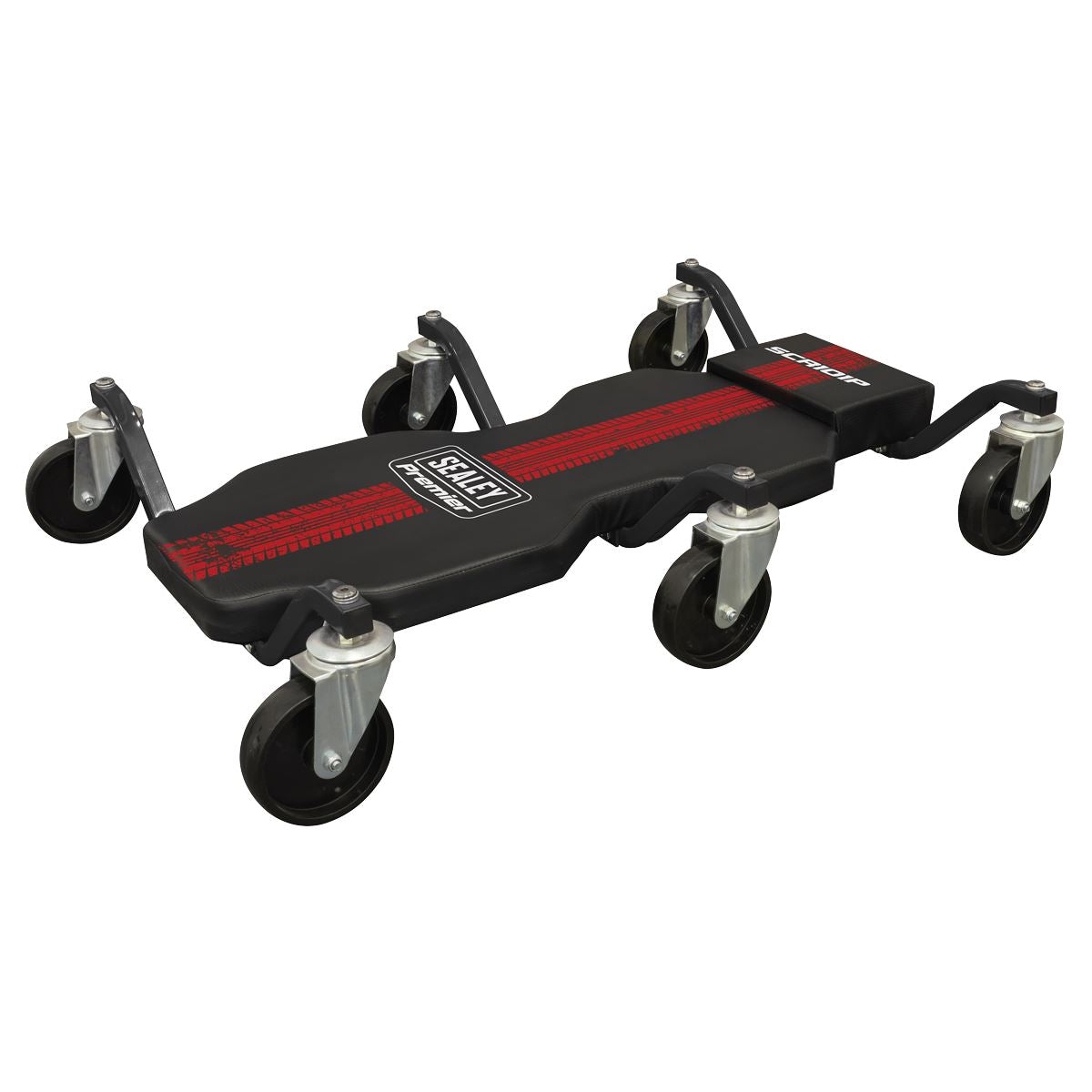 Sealey Steel Creeper with 6 Rough Ground 5" Wheels & Headrest SCR101P