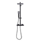 Baridi Thermostatic Shower Mixer Set, 20x20cm Square Head, Adjustable Rail