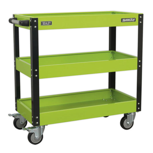 Sealey Workshop Trolley 3-Level Heavy-Duty - Hi-Vis Green CX110HV