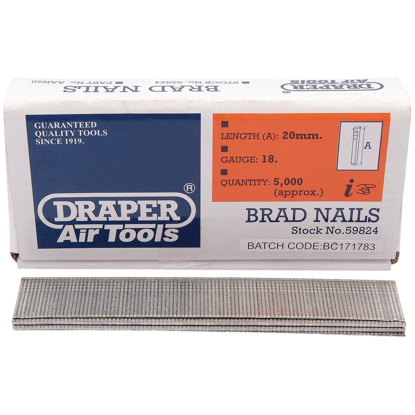 Draper 5000x 20mm Brad Nails Garage Professional Standard Tool 59824