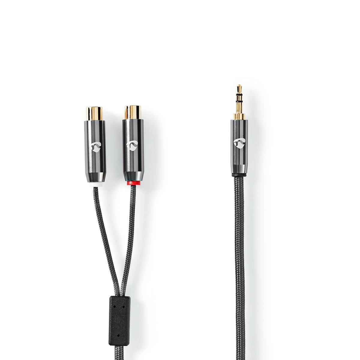 Stereo Audio Adapter Cable 3.5mm Male to 2x RCA Female 0.2m Gun Metal Grey - CATB22250GY02