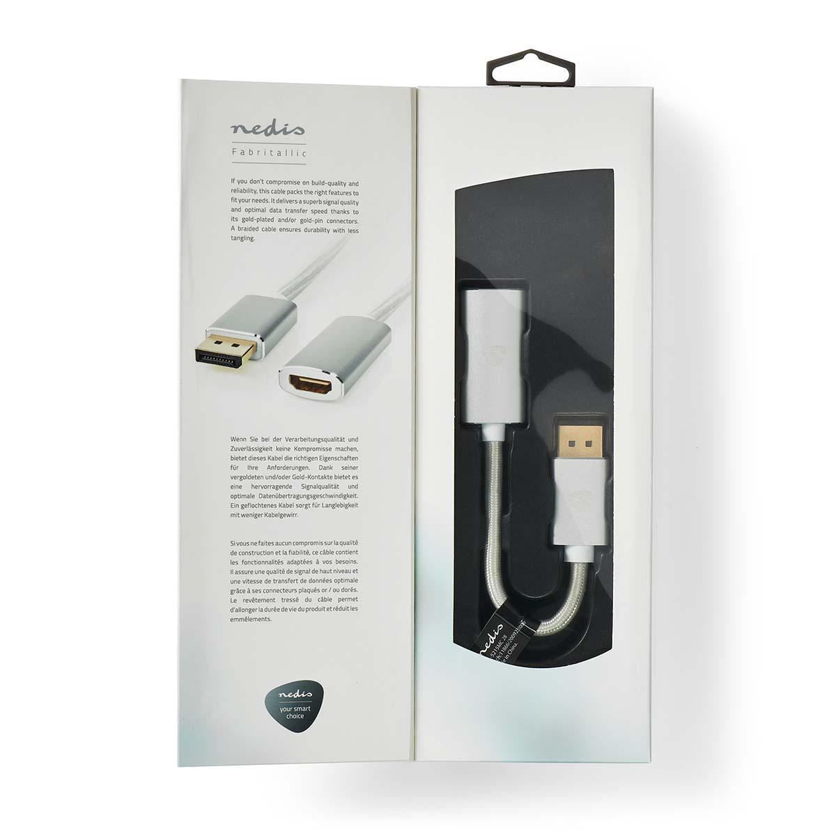 Nedis DisplayPort Cable DisplayPort Male HDMI Output 4K@60Hz Gold Plated 0.20m - CCTB37150AL02