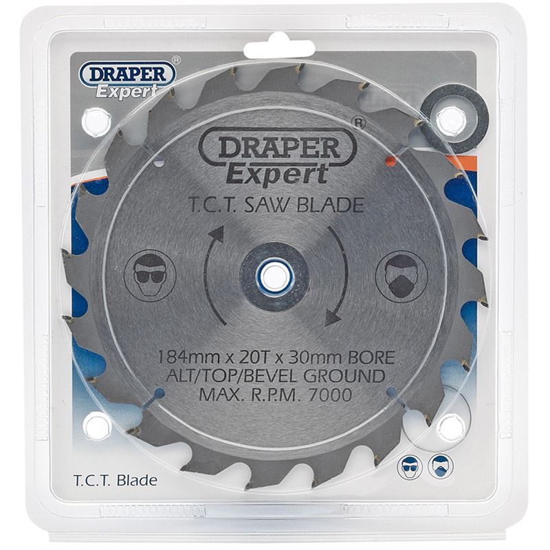 Draper Circular TCT Saw Blade 184mm x 30mm 28.6mm 20mm 16mm x 20T 20 Tooth 09471