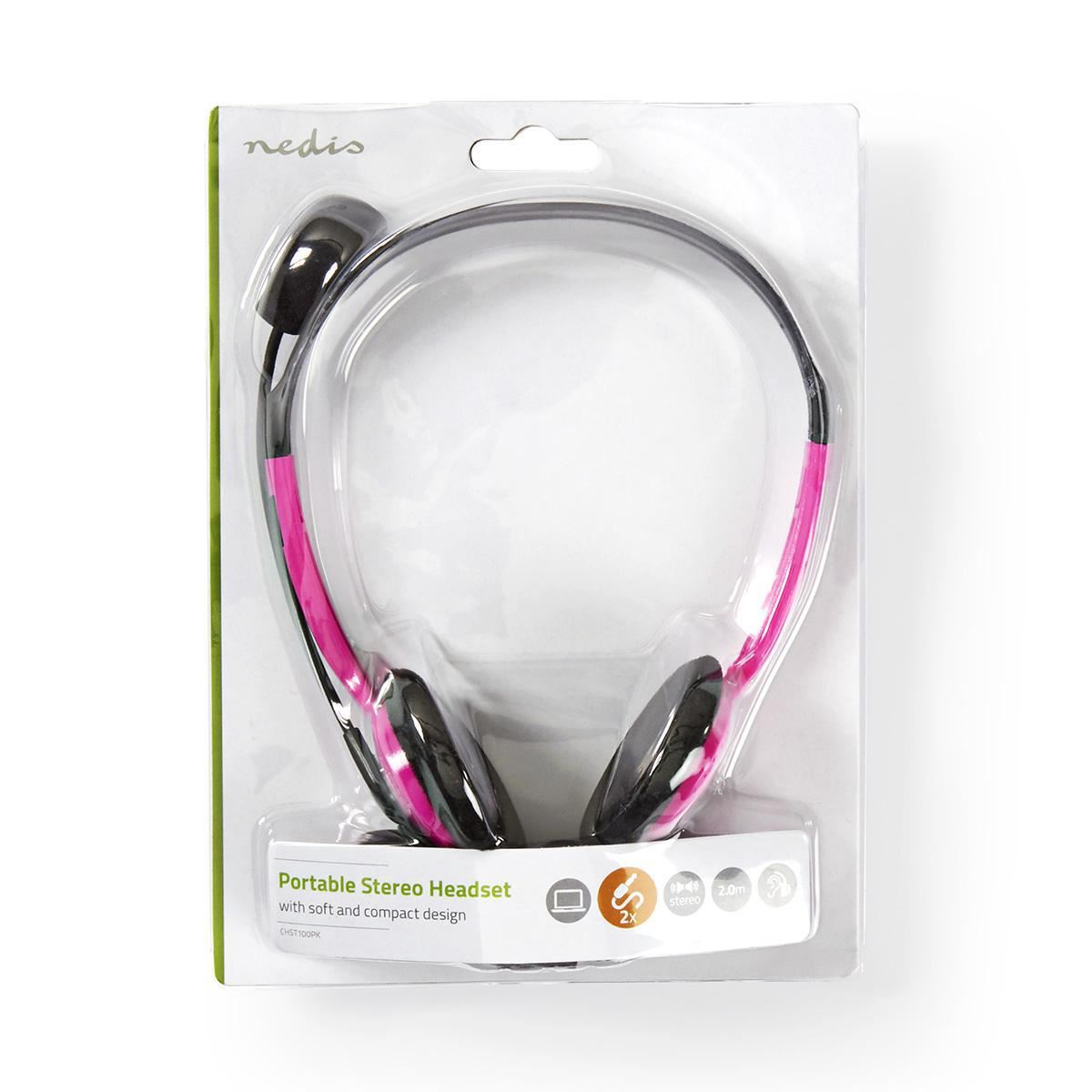 Nedis PC Headset On-Ear 2x 3.5mm Connectors 2m Pink CHST100PK