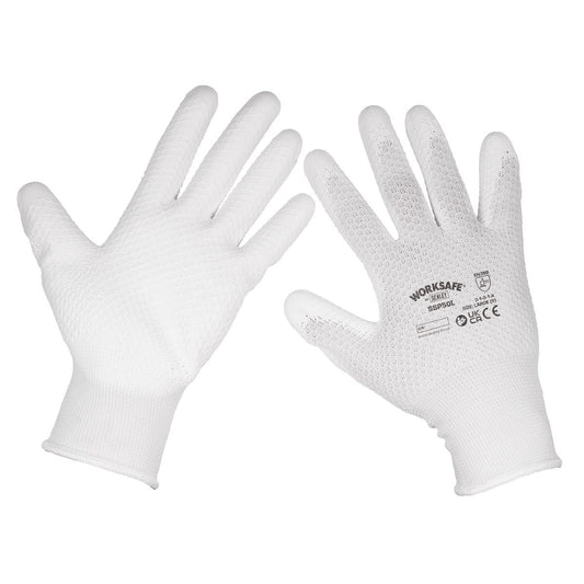 Sealey White Precision Grip Gloves Large Pair SSP50L
