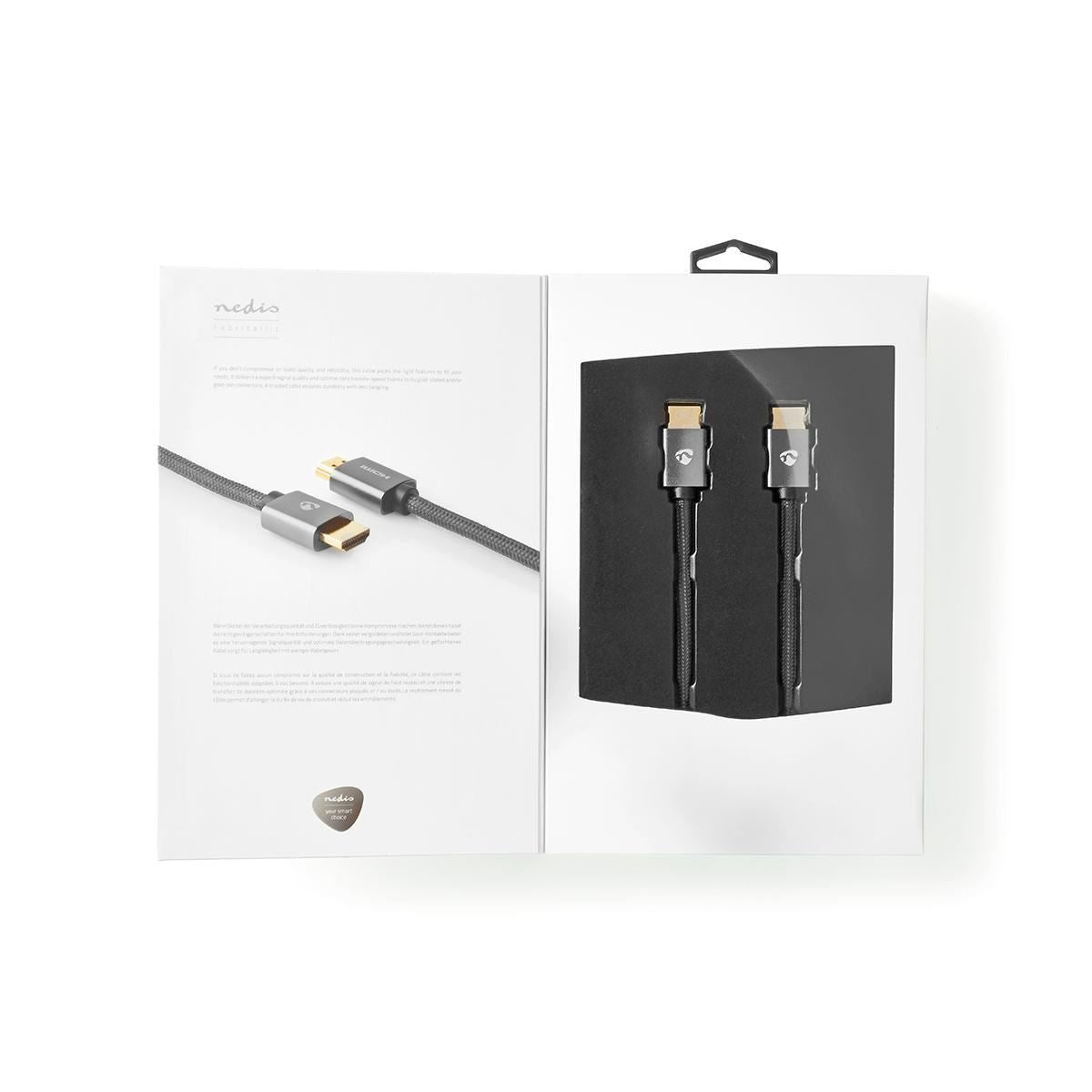 Nedis 3m HDMI Connector to HDMI Connector Gun Metal Grey Braided Cable - CVTB34000GY30