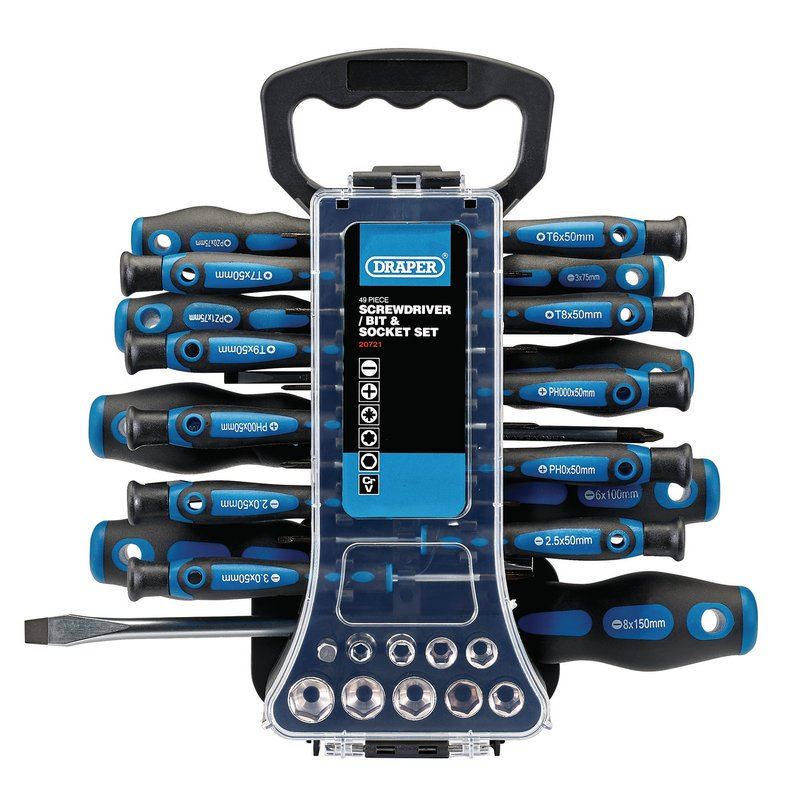 Draper 20721 Screwdriver, Socket and Bit Set (49 Piece)