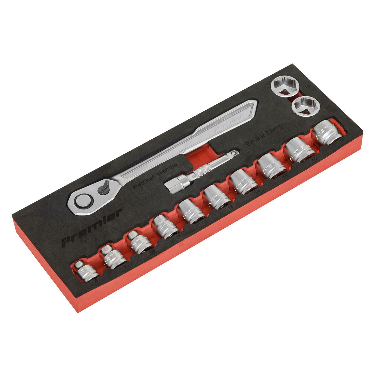 Sealey Low Profile Socket Set 14pc 3/8"Sq Drive Metric - Platinum AK5785