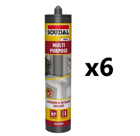 Soudal 6x Multi-Purpose Silicone Sealant - CLEAR (290ml)