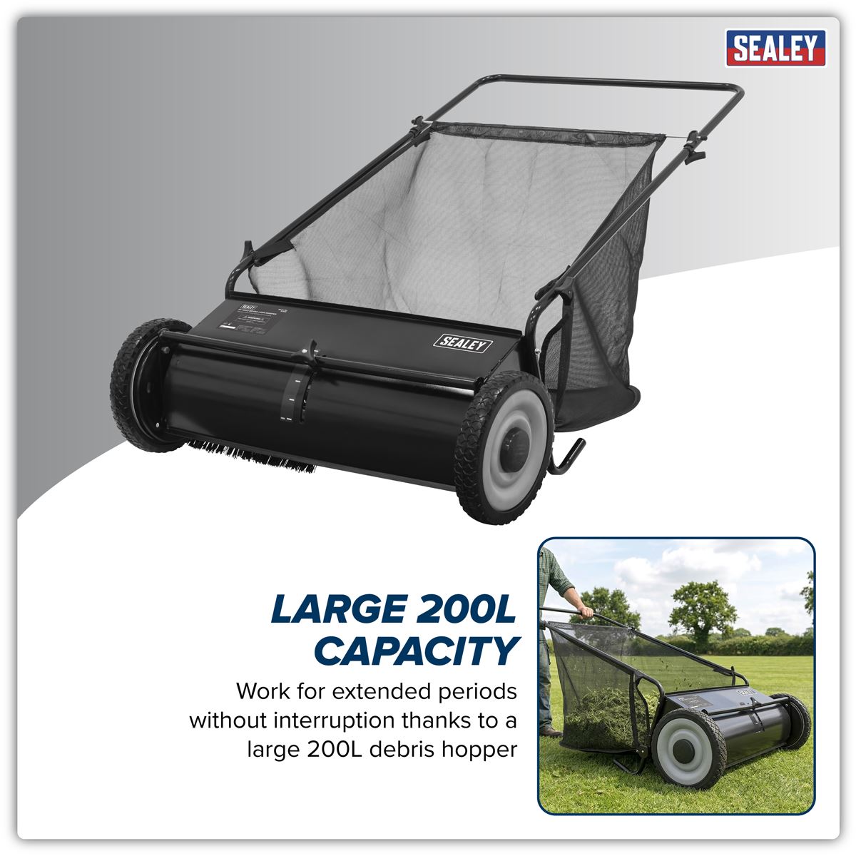 Sealey 26" Walk Behind Garden Sweeper 200L Capacity SLS26