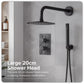 Baridi Concealed Thermostatic Shower Set, 20cm Round Head & Hand Shower - Black