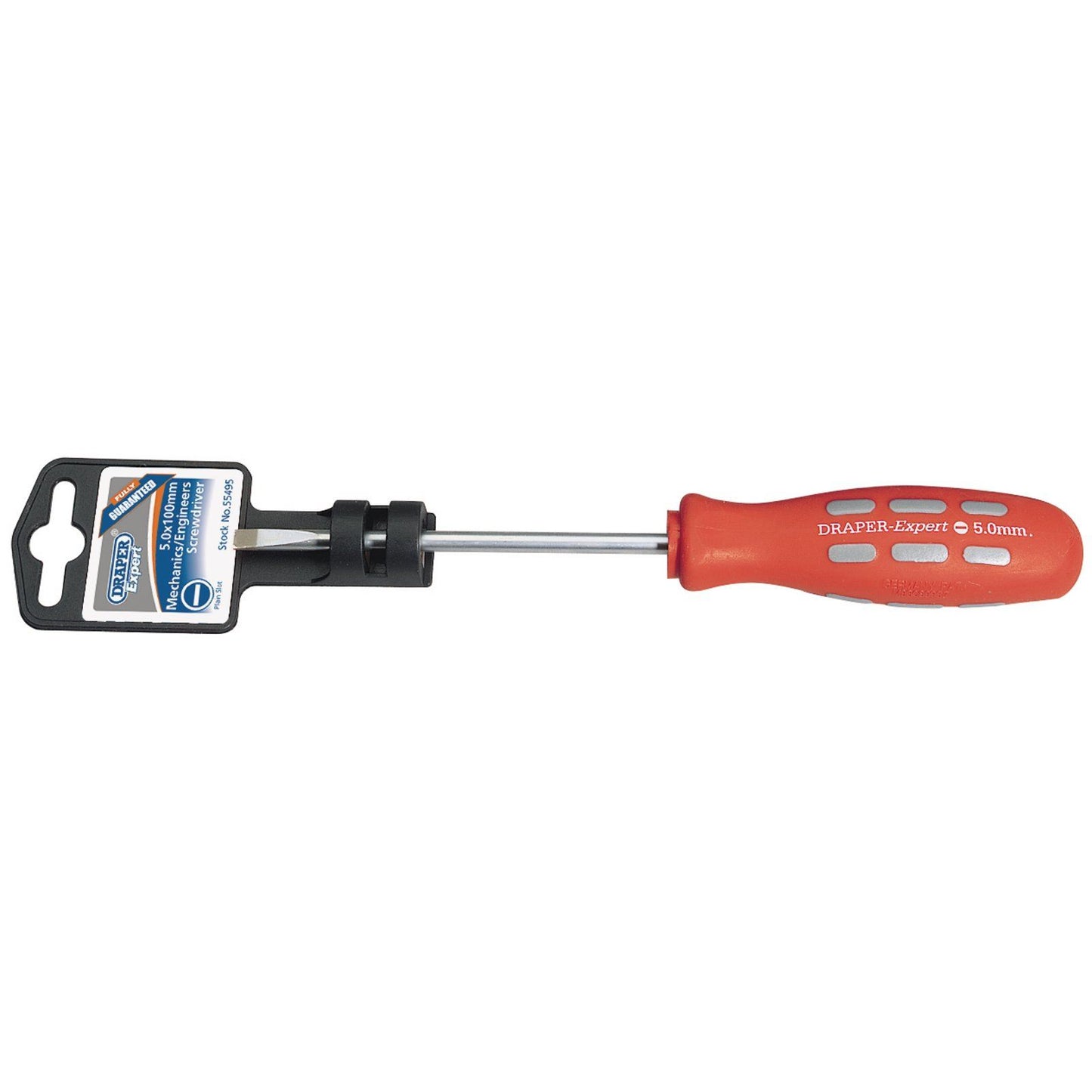 Draper 1x Expert 5mmx100mm Plain Slot Parallel Tip Mechanics Screwdriver Tool - 55495