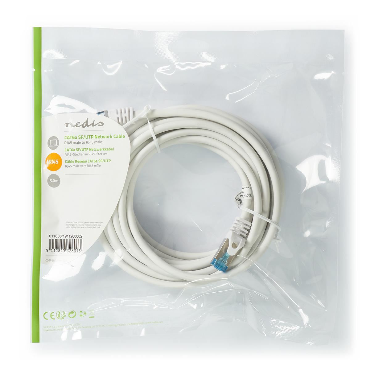 Nedis CAT6a SF/UTP Network Cable RJ45 Male to RJ45 Male 5m White