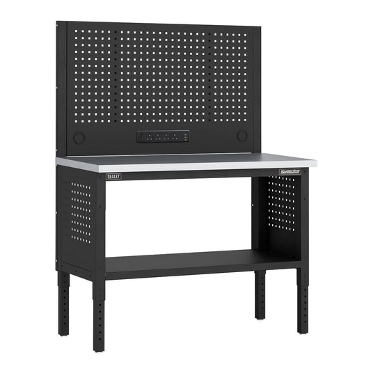 Sealey Superline Modular Workbench, Pegboard Back Panel S/Steel Worktop 1265mm