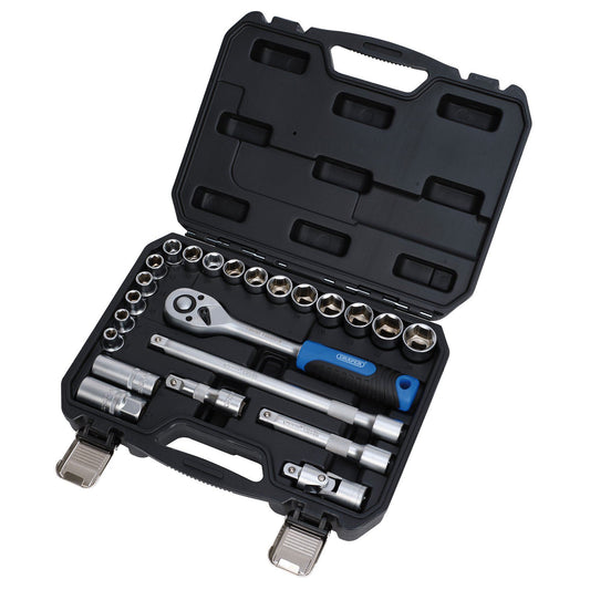 Draper HI-TORQ Metric Socket Set, 1/2" Sq.. Dr. (23 Piece)