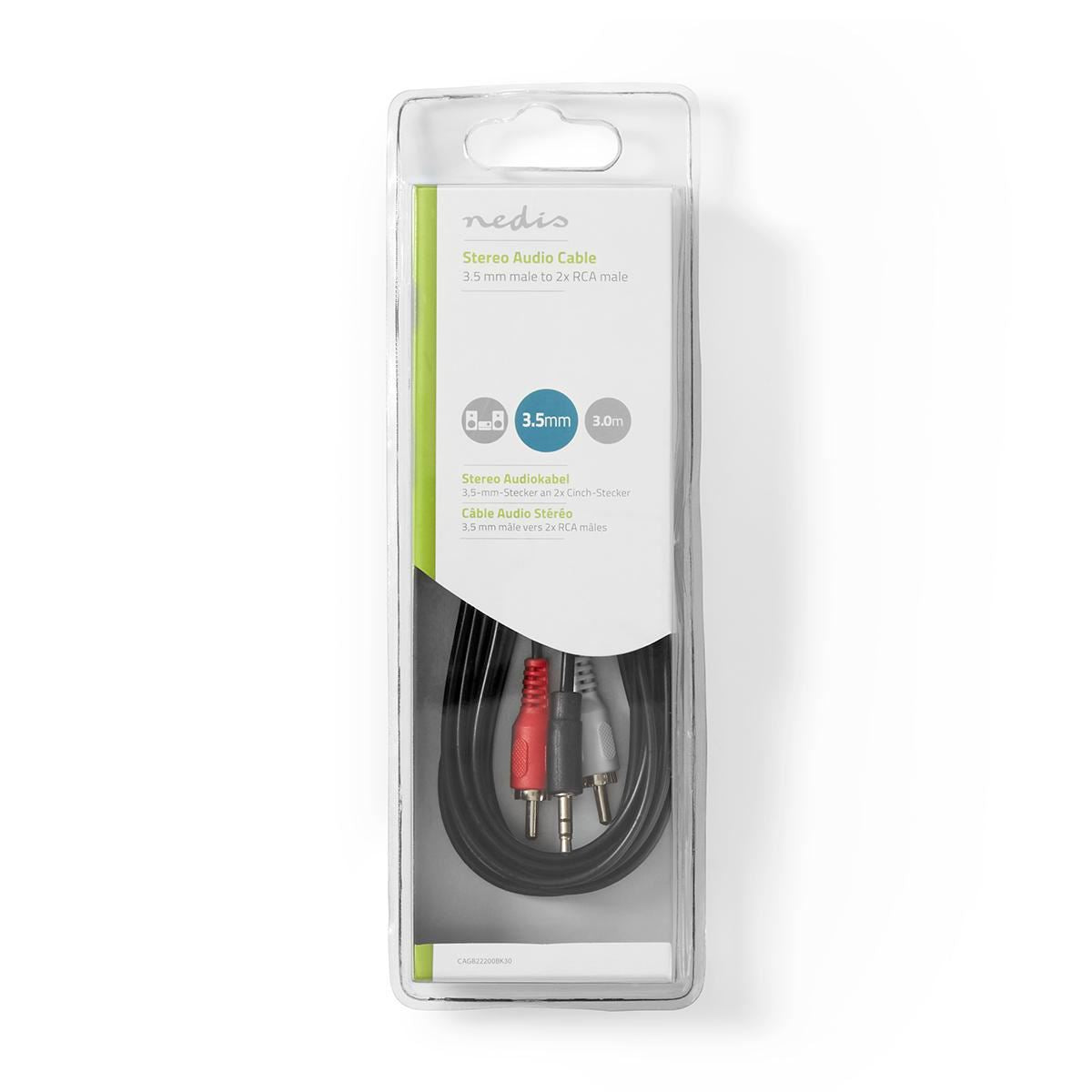 Nedis Stereo Audio Cable 3.5mm Male to 2x RCA Male 3.00m Black - CAGB22200BK30