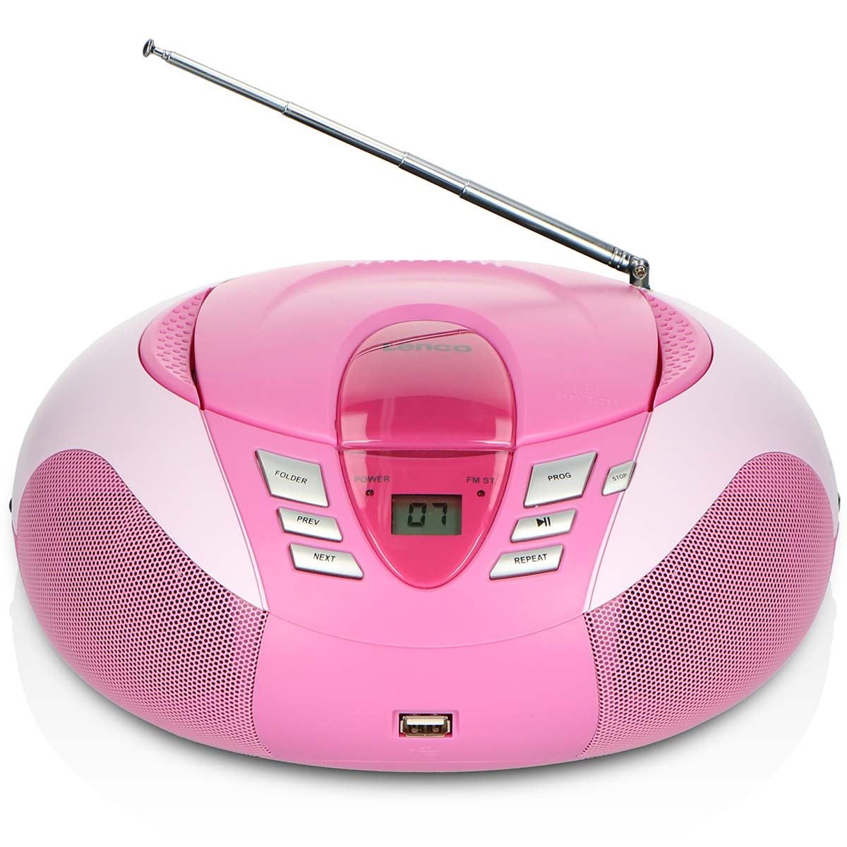 Lenco SCD-37 USB Pink Portable FM Radio CD & USB player Pink