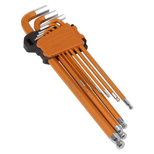 Sealey Premier Hex Key Set Extra-Long Ball-End 9pc - Imperial AK7175