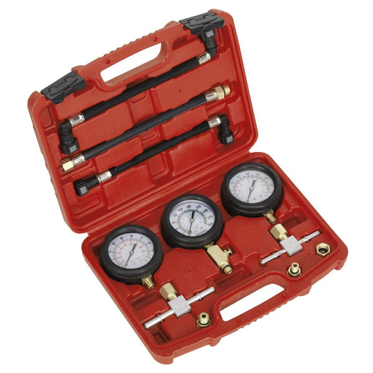 Sealey Motorcycle Compression & Fuel Pressure Gauge Set 3pc MS100
