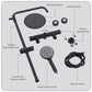 Baridi Thermostatic Shower Mixer Set, 20cm Round Head, Adjustable Rail - Black