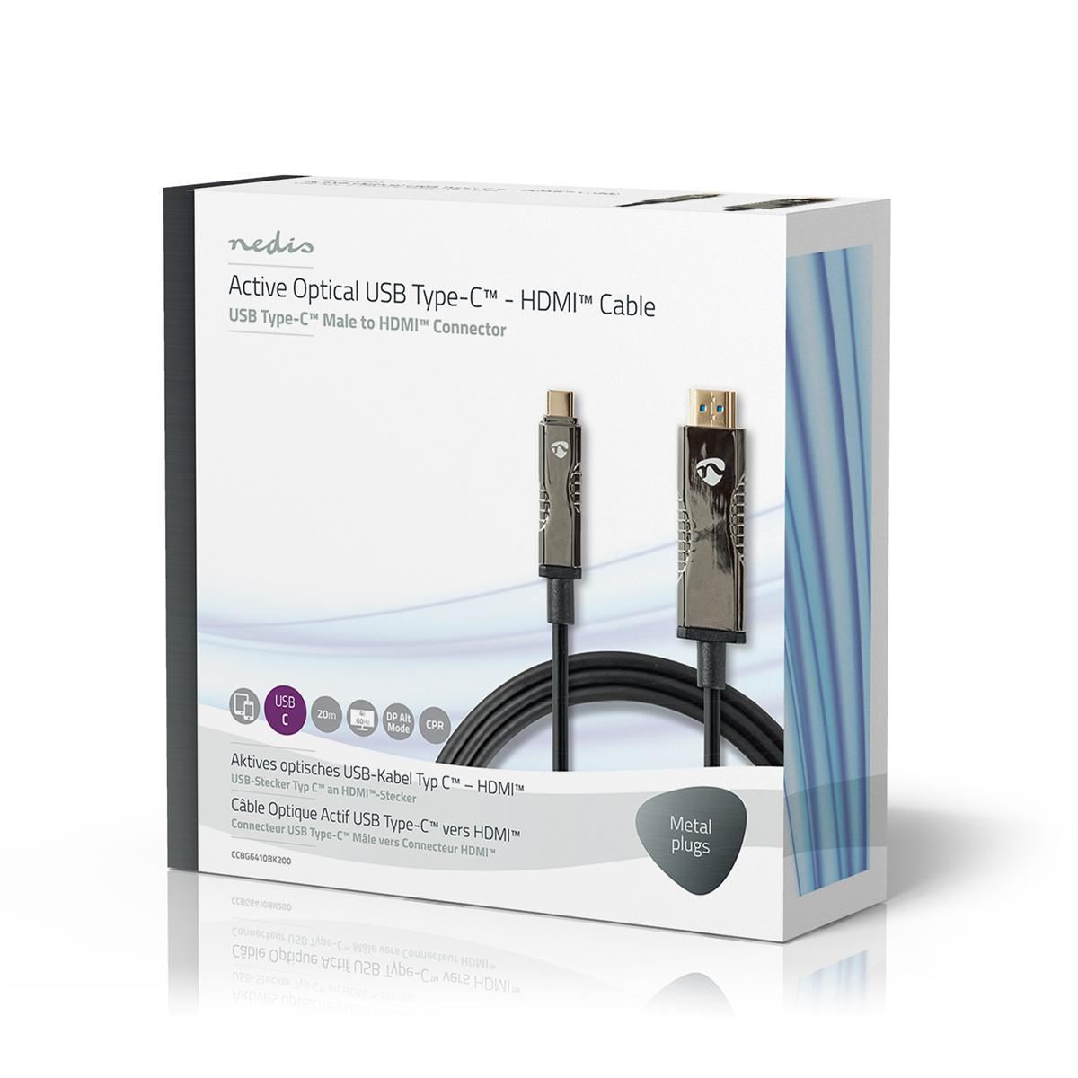 Nedis USB Type-C to HDMI Cable AOC Type-C Male to HDMI Connector 20m Black - CCBG6410BK200
