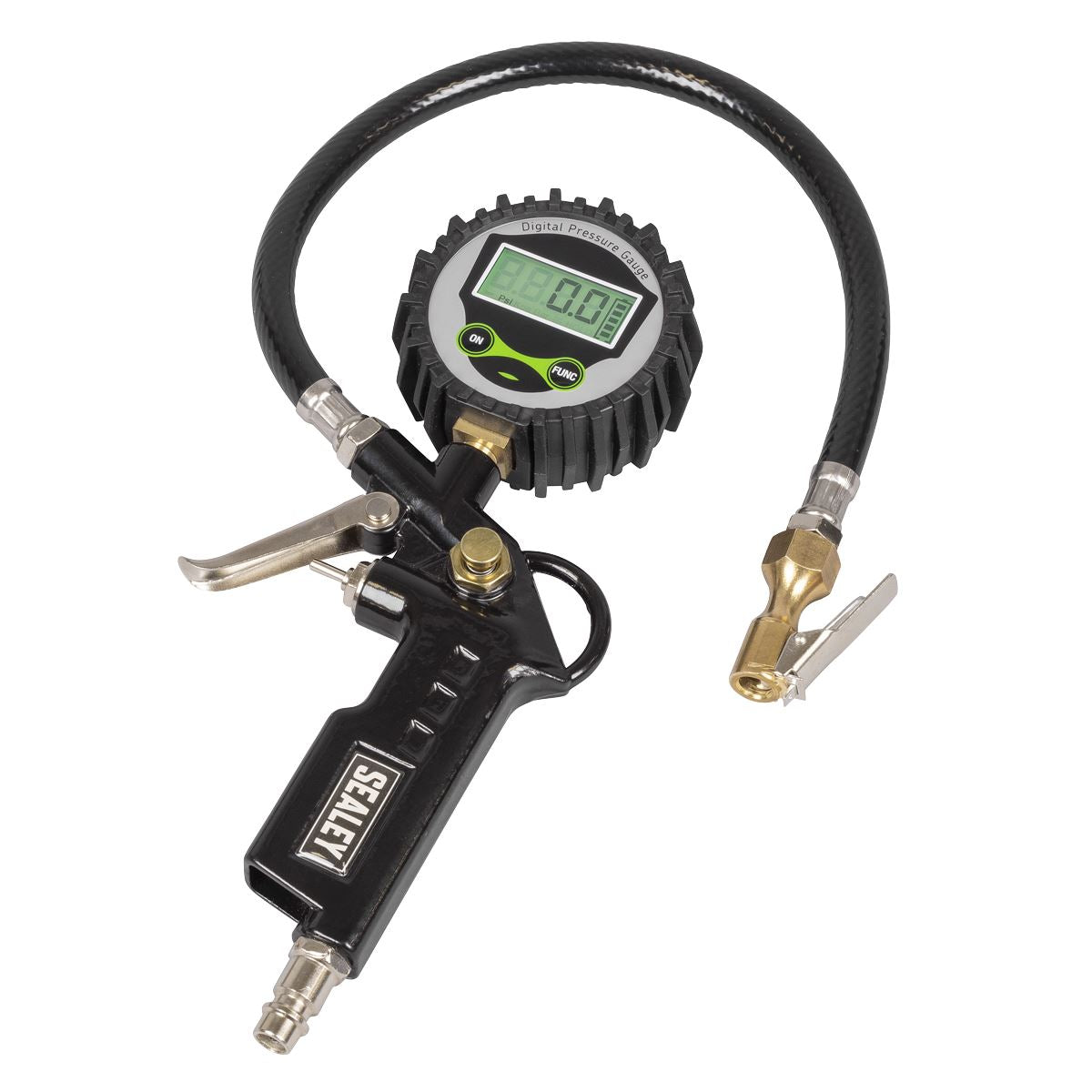 Sealey Digital Pistol Grip Tyre Inflator with Clip-On Connector SA332D