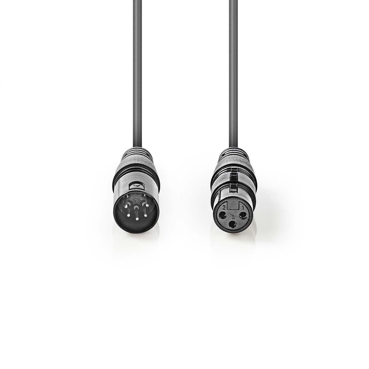 Nedis DMX Adapter Cable XLR 3-Pin Female to XLR 5-Pin Male 0.3m Grey