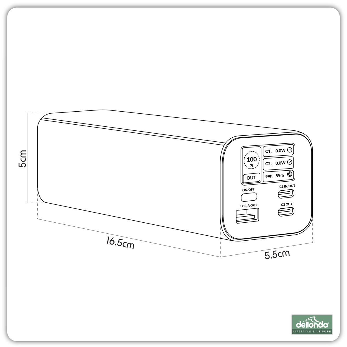 Dellonda Portable Power Bank 140W 27000mAh DL168