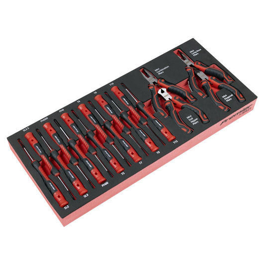 Sealey Premier Precision Screwdriver & Mini Pliers Set with Tool Tray 17pc TBT67