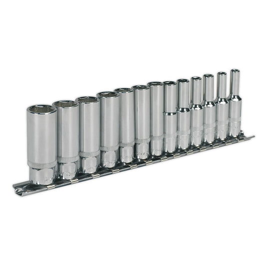 Sealey Socket Set 13pc 1/4"Sq Drive Deep WallDrive Metric AK2692