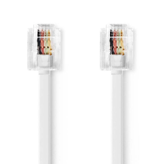 Nedis Telecom Cable RJ11 Male RJ11 Male 5m Cable design Flat Plating RJ11 White