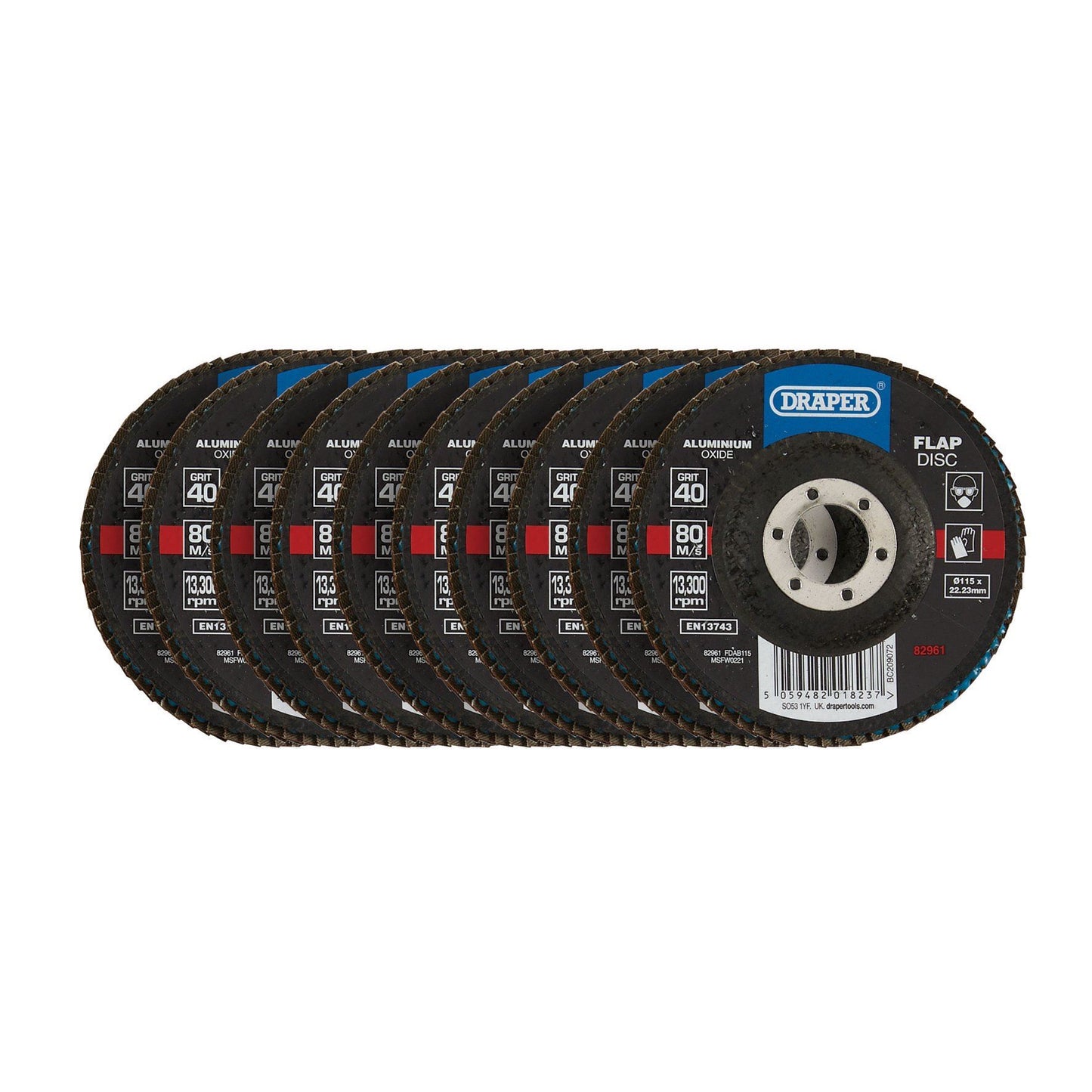 Draper 115mm Flap Disc 40G Alox Bulk FDAB115