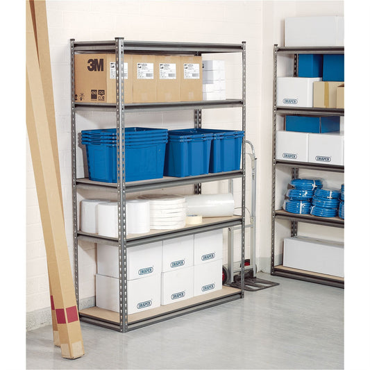 Draper Expert Heavy Duty Steel Shelving Unit Five Shelves L1220 x W450 x H1830mm - 21663