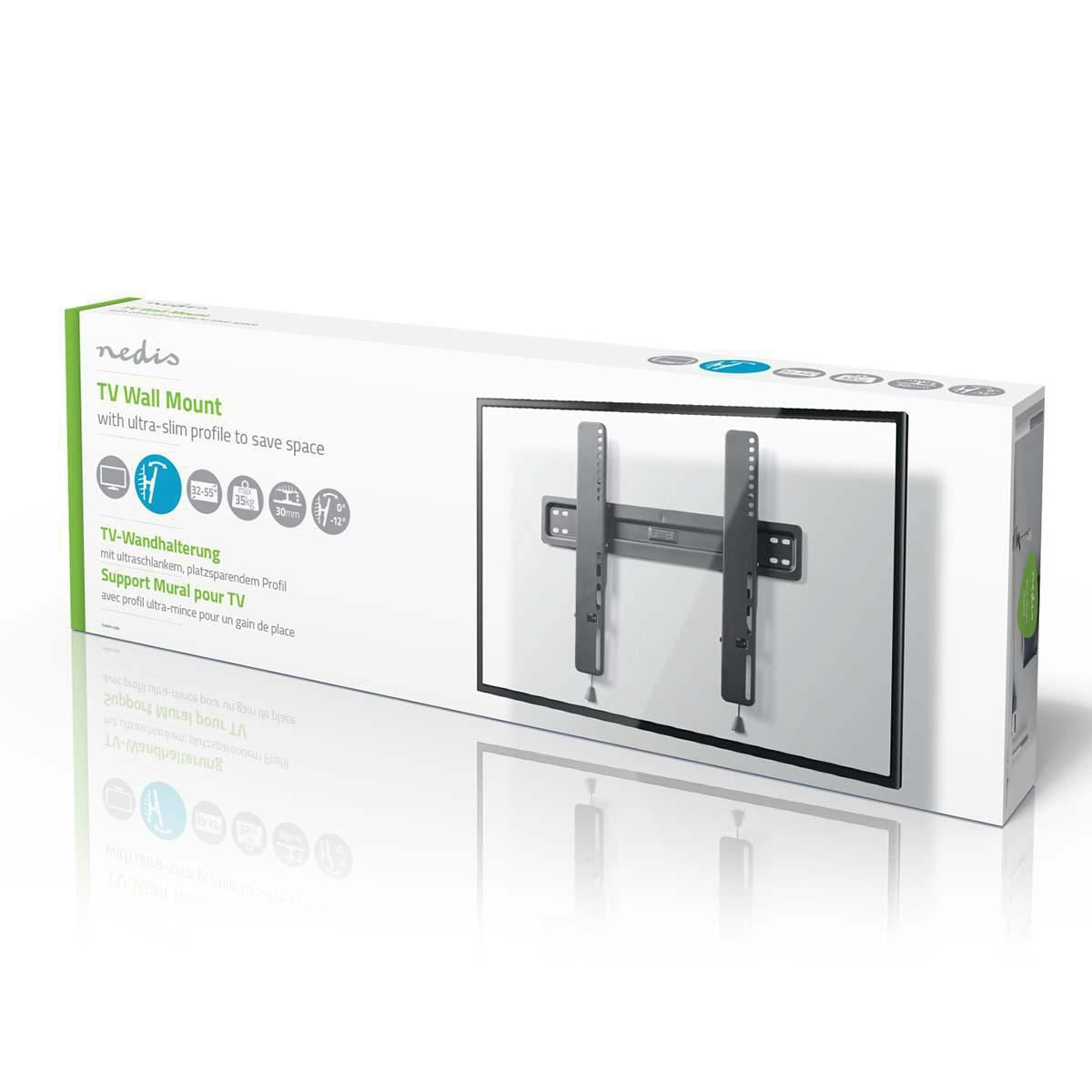 Nedis Tiltable TV Wall Mount 32-55" Max 35 kg 12° Tilt Angle TVWM5130BK