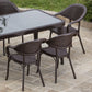 Dellonda Armchair Weather Resistant PP Body Stackable x 6, Dark Wood DG205