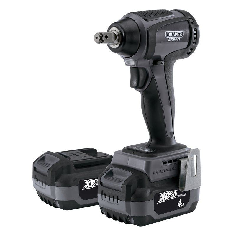 Draper 98962 20v 1/2" Dr Brushless Impact Wrench Hog-Ring 2X4.0AH Batteries