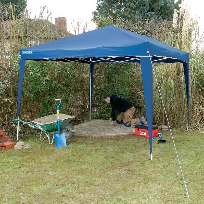 Draper 76940 Blue 3m x 3m Concertina Gazebo Garden Party Shelter Canopy Roof