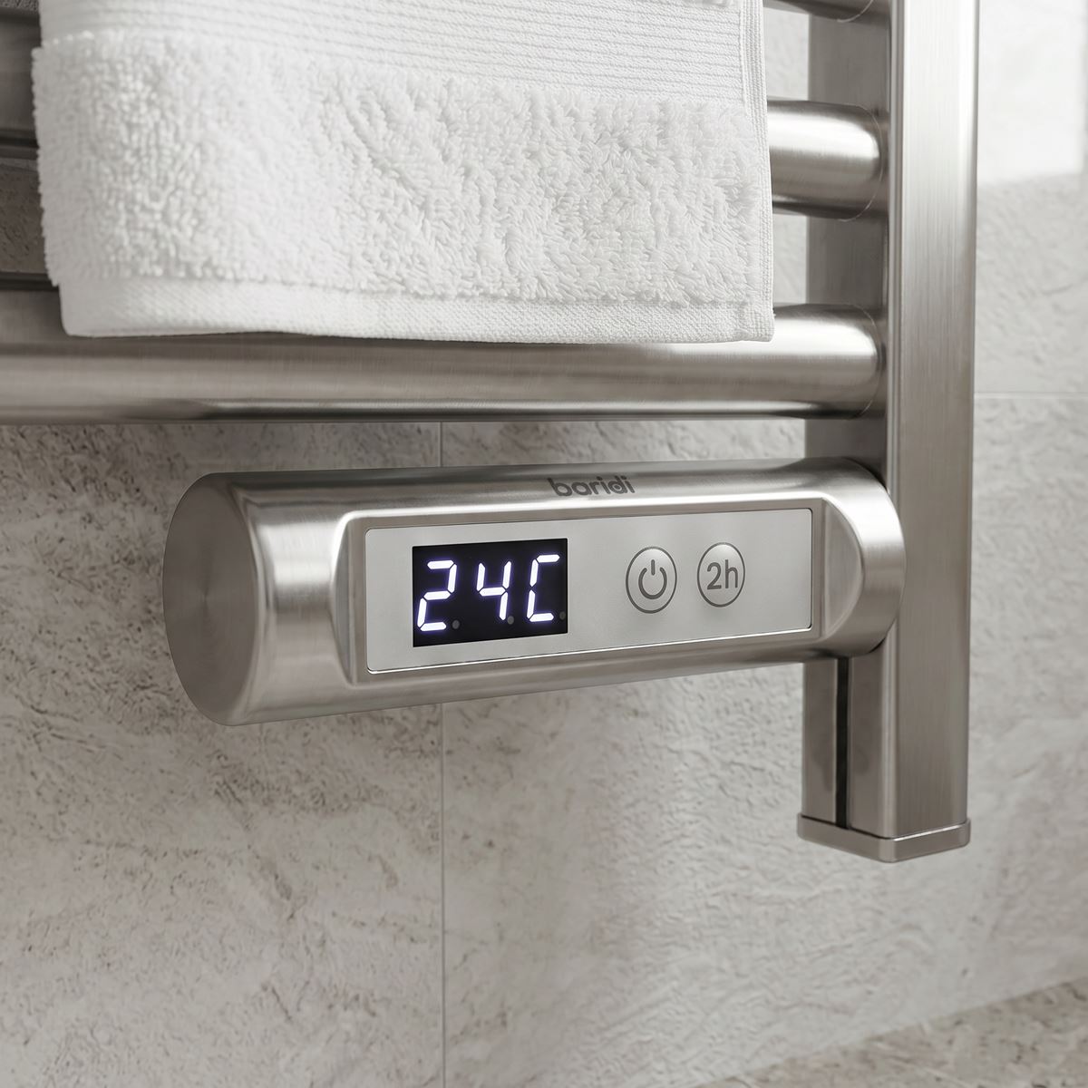 Baridi Electric Heated Towel Rail 1085 x 535mm with LED Display � Silver DH372