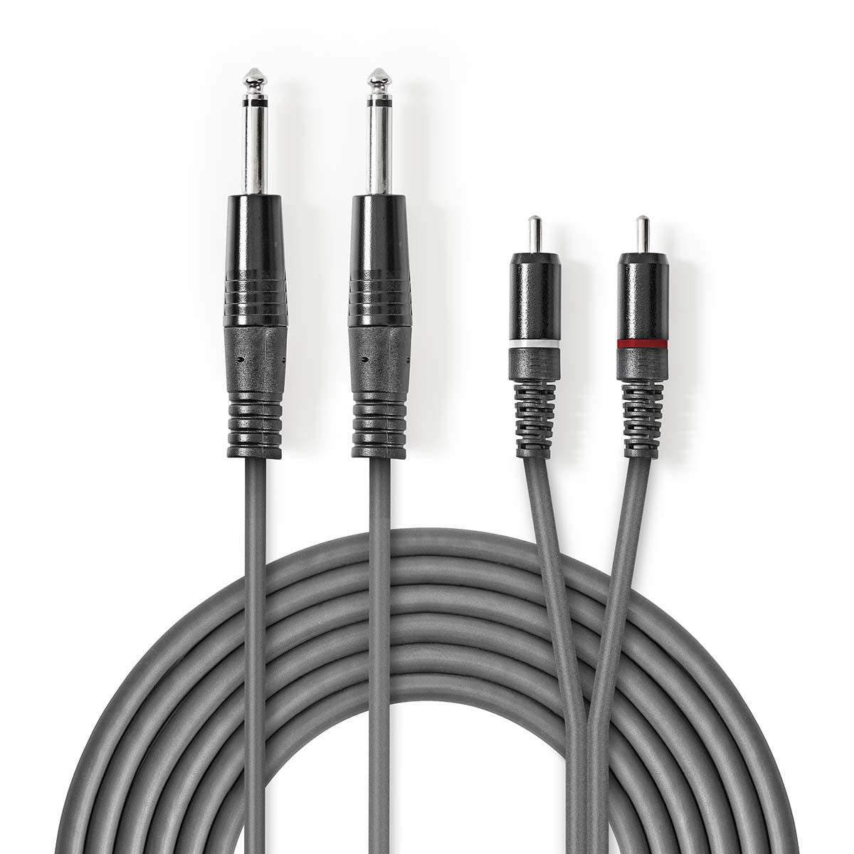 Nedis Stereo Audio Cable 2x 6.35mm Male to 2x RCA Male 3m Grey COTH23320GY30