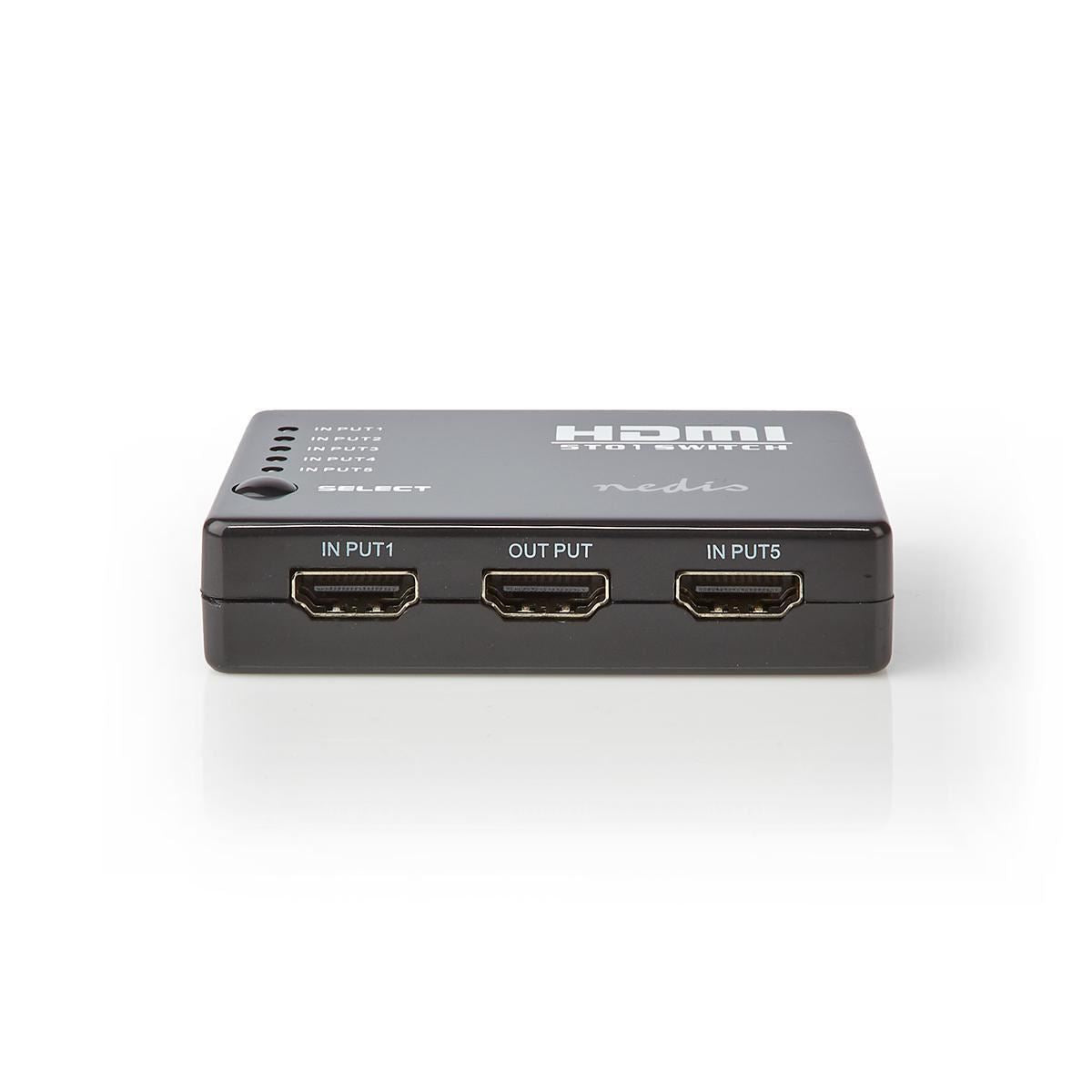 Nedis HDMI Switch 5-Port 4x HDMI Input 1x HDMI Output 1080p 3.4 Gbps Black - VSWI3455BK