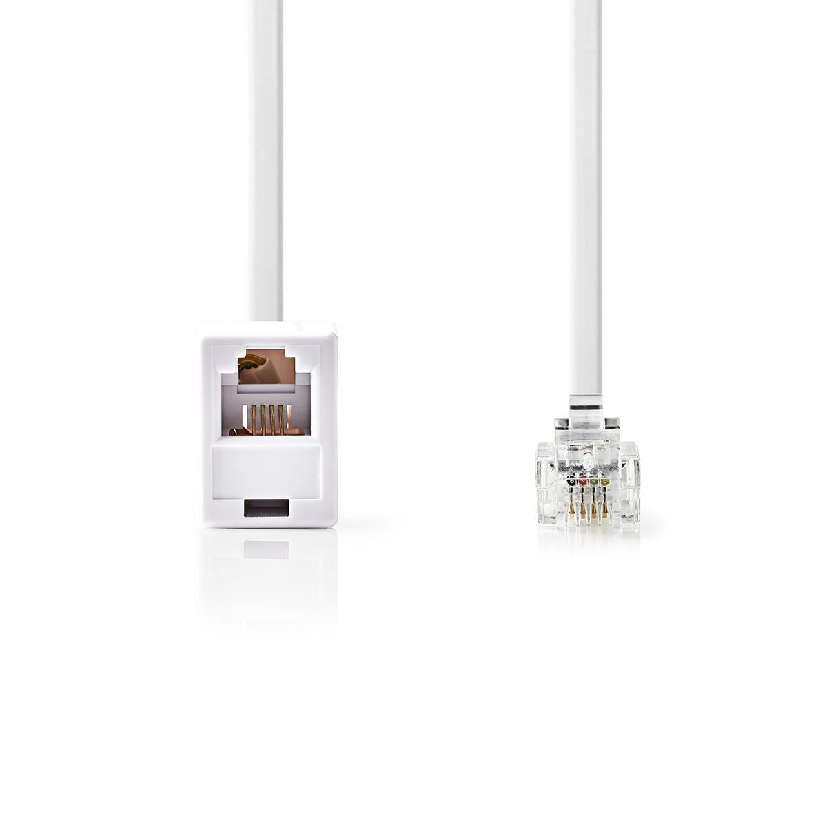 Nedis Telecom Extension Cable RJ11 Male to RJ11 Female 10m White TCGP90205WT100