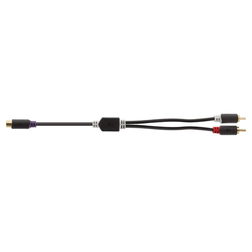 Konig Subwoofer adapter cable 2x RCA male to RCA female 0.20m grey - CABW24020AT02