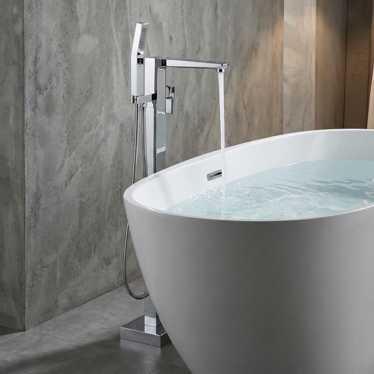 Baridi Freestanding Bath Mixer Tap with Shower - Chrome DH400