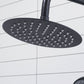 Baridi Thermostatic Shower Mixer Set, 20cm Round Head, Adjustable Rail - Black