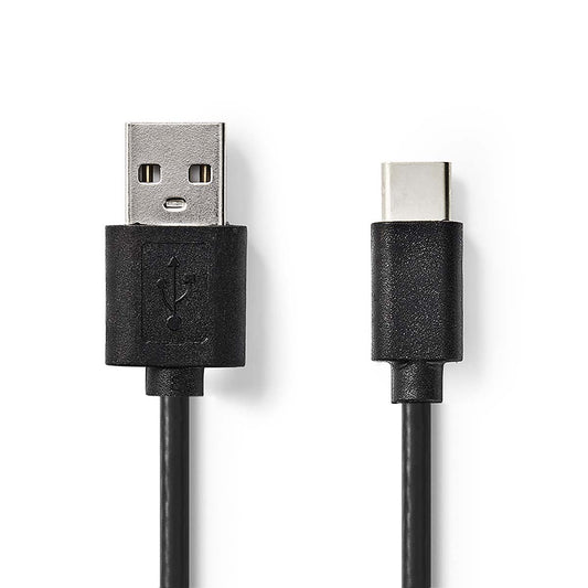 USB Cable USB 2.0 USB-A Male USB-C Male 2.5W 480Mbps Nickel Plated 2m Round PVC