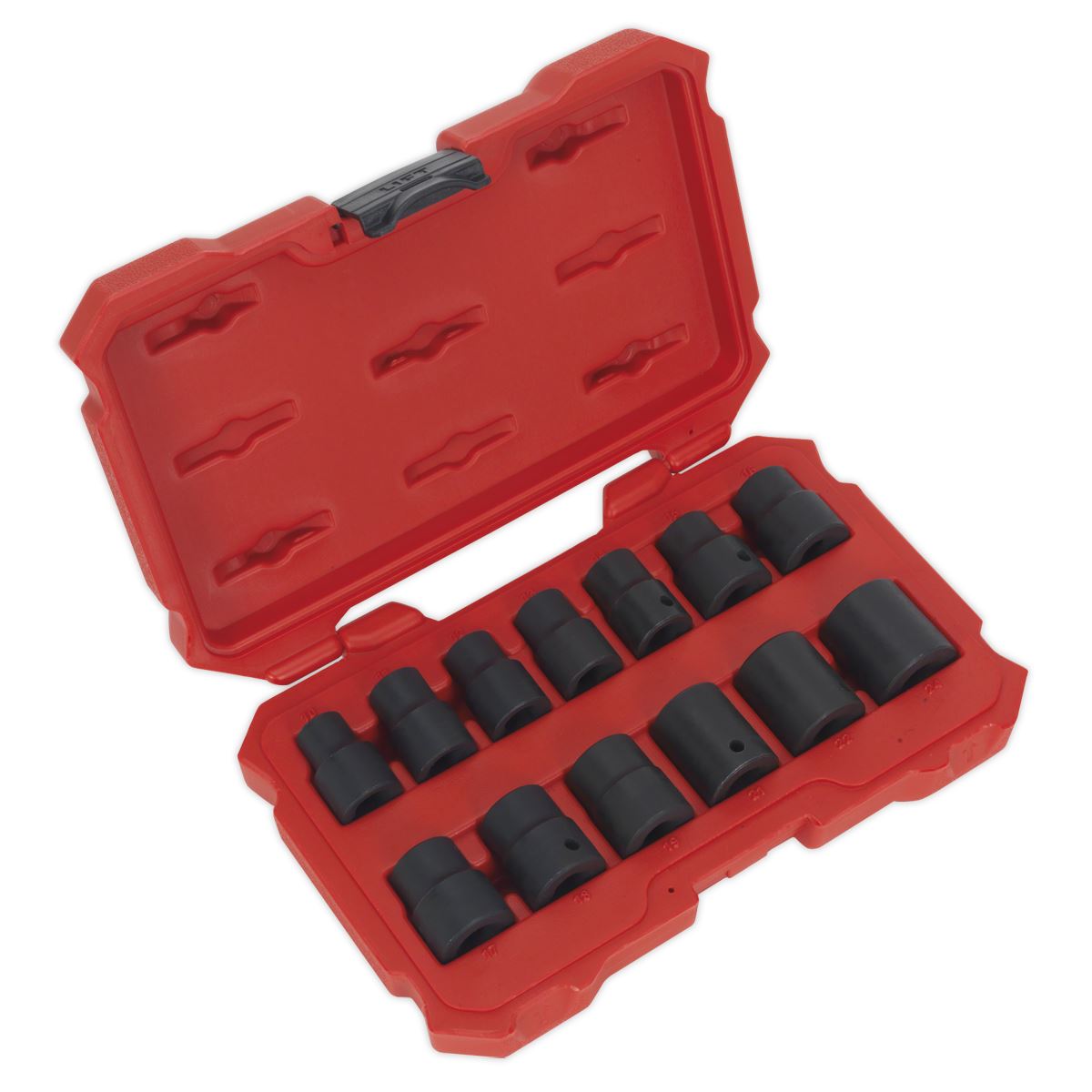 Sealey Impact Socket Set 13pc 1/2"Sq Drive Lock-On 6pt Metric AK5616M